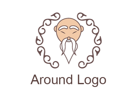 old man with long beard and mustache with swirl pattern