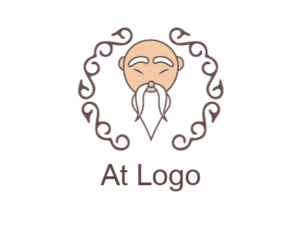 old man with long beard and mustache with swirl pattern