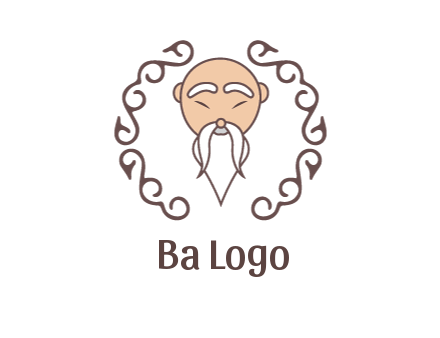 old man with long beard and mustache with swirl pattern