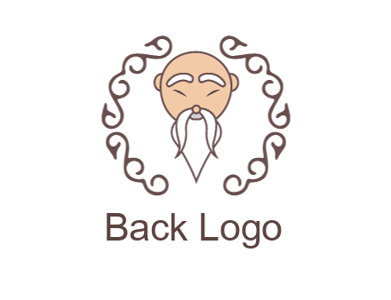 old man with long beard and mustache with swirl pattern