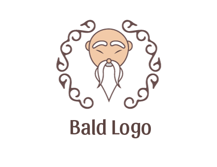 old man with long beard and mustache with swirl pattern