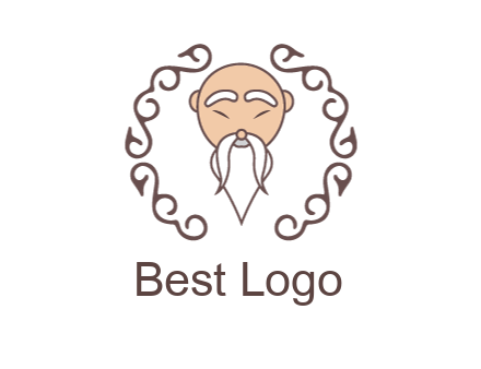 old man with long beard and mustache with swirl pattern