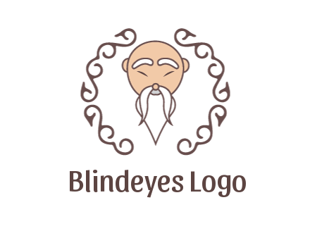 old man with long beard and mustache with swirl pattern