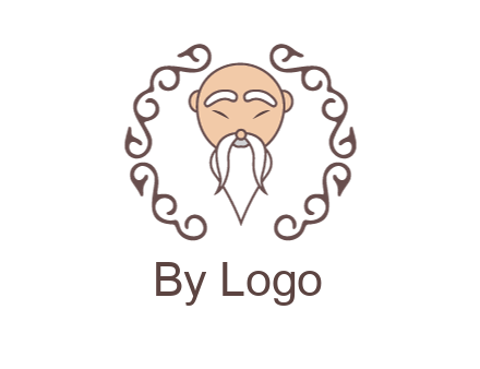 old man with long beard and mustache with swirl pattern