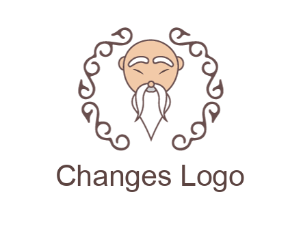 old man with long beard and mustache with swirl pattern