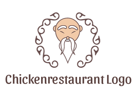 old man with long beard and mustache with swirl pattern