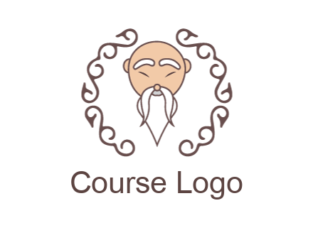 old man with long beard and mustache with swirl pattern