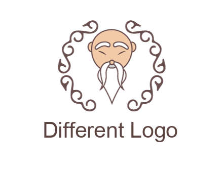 old man with long beard and mustache with swirl pattern