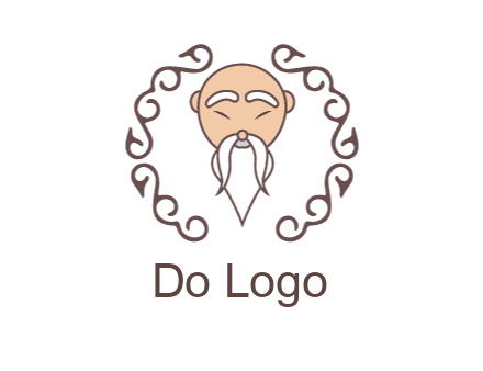 old man with long beard and mustache with swirl pattern