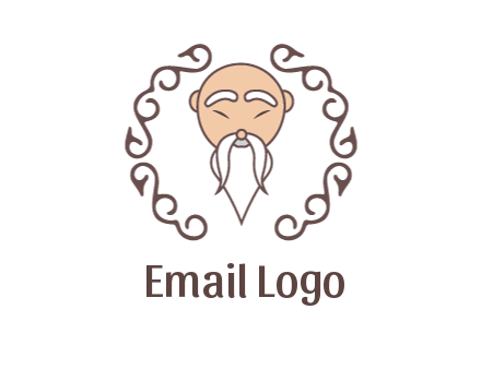 old man with long beard and mustache with swirl pattern