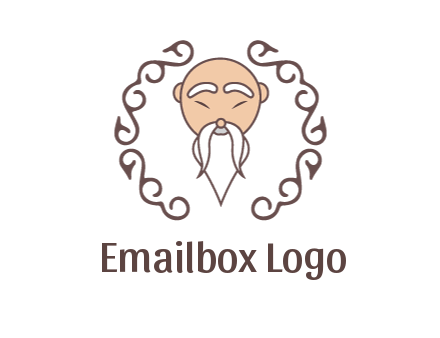 old man with long beard and mustache with swirl pattern