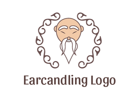 old man with long beard and mustache with swirl pattern