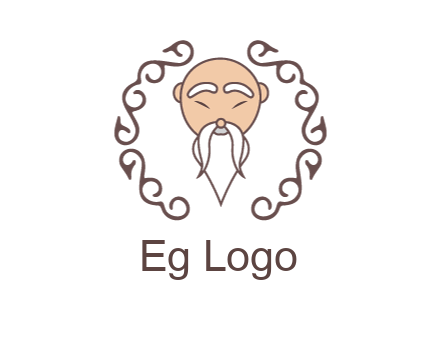 old man with long beard and mustache with swirl pattern