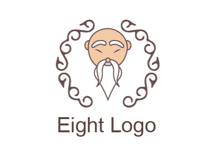 old man with long beard and mustache with swirl pattern