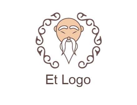 old man with long beard and mustache with swirl pattern