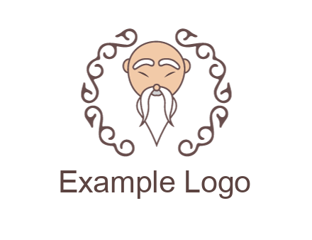 old man with long beard and mustache with swirl pattern