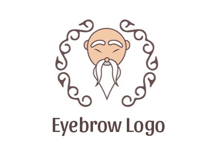 old man with long beard and mustache with swirl pattern