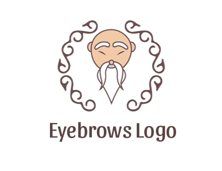 old man with long beard and mustache with swirl pattern