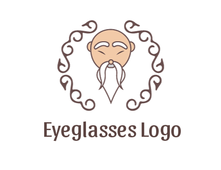 old man with long beard and mustache with swirl pattern
