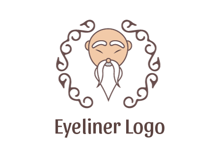 old man with long beard and mustache with swirl pattern