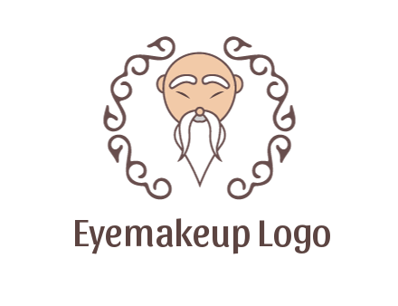 old man with long beard and mustache with swirl pattern