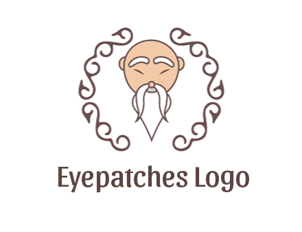 old man with long beard and mustache with swirl pattern