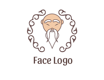 old man with long beard and mustache with swirl pattern