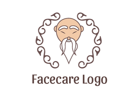 old man with long beard and mustache with swirl pattern