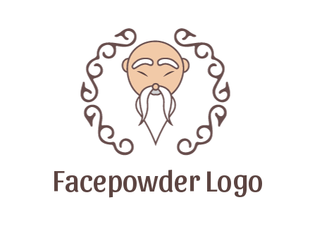old man with long beard and mustache with swirl pattern