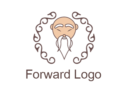 old man with long beard and mustache with swirl pattern