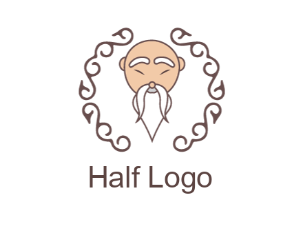 old man with long beard and mustache with swirl pattern