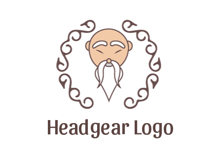 old man with long beard and mustache with swirl pattern