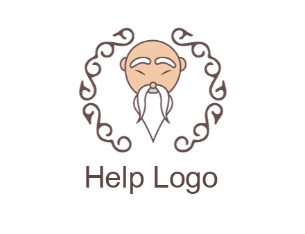 old man with long beard and mustache with swirl pattern