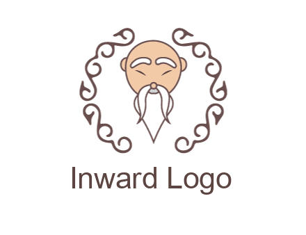 old man with long beard and mustache with swirl pattern