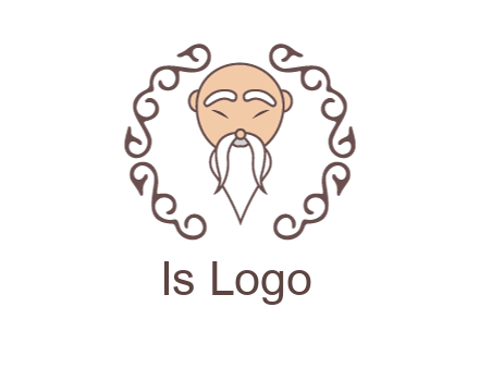old man with long beard and mustache with swirl pattern