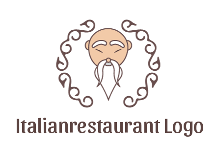 old man with long beard and mustache with swirl pattern