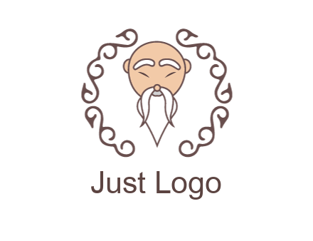 old man with long beard and mustache with swirl pattern