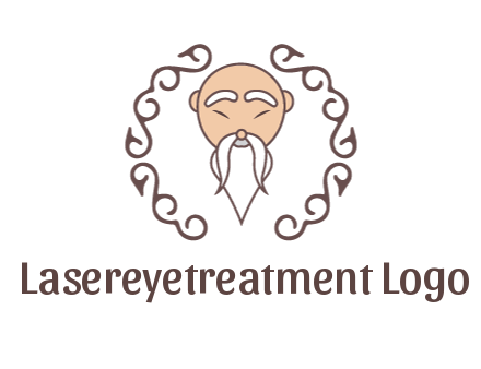 old man with long beard and mustache with swirl pattern