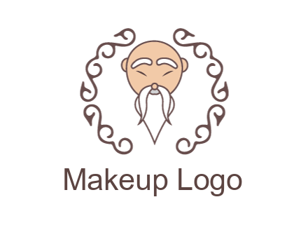 old man with long beard and mustache with swirl pattern