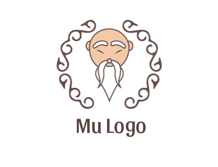 old man with long beard and mustache with swirl pattern