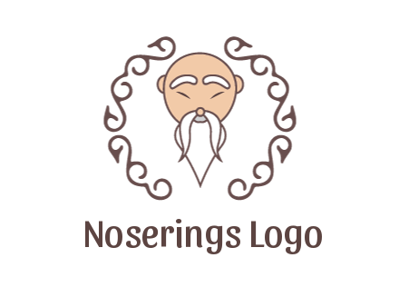 old man with long beard and mustache with swirl pattern
