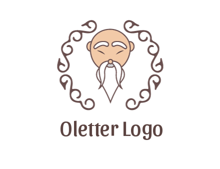 old man with long beard and mustache with swirl pattern