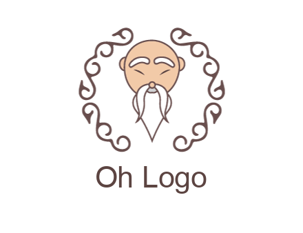old man with long beard and mustache with swirl pattern