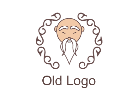 old man with long beard and mustache with swirl pattern