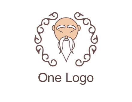old man with long beard and mustache with swirl pattern