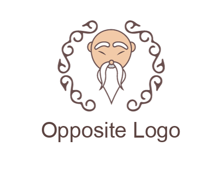 old man with long beard and mustache with swirl pattern