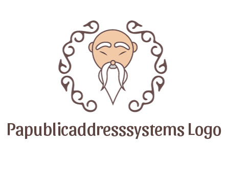 old man with long beard and mustache with swirl pattern
