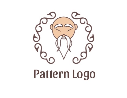 old man with long beard and mustache with swirl pattern