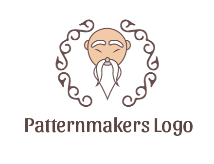 old man with long beard and mustache with swirl pattern