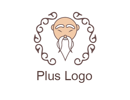 old man with long beard and mustache with swirl pattern
